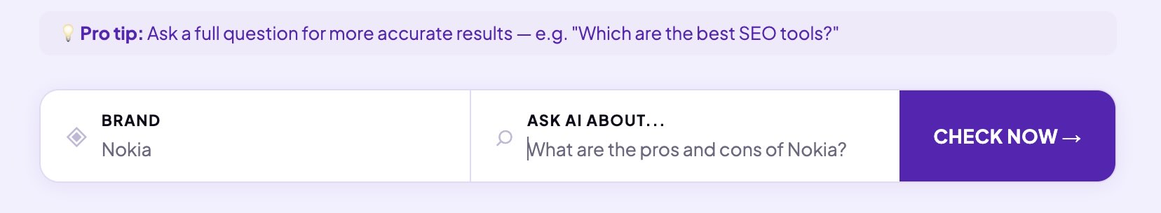 Enter brand name and question on aeogeoai.net